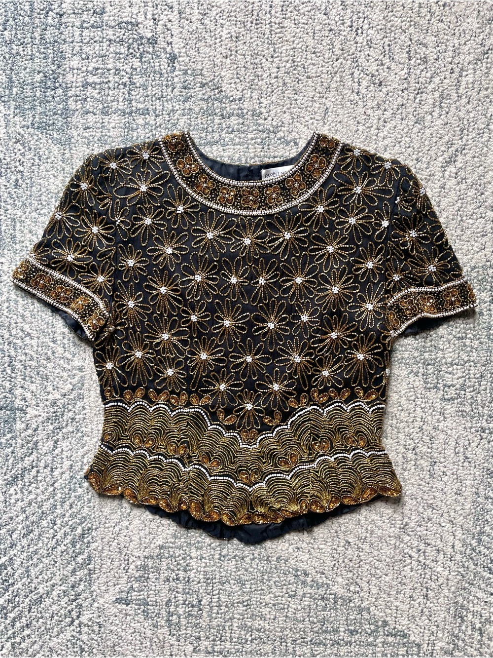 Vintage Beaded Silk Top by Adrianna Papell Boutique Evening Gatsby Flapper Style